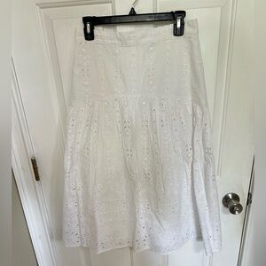 Ann Taylor White A-Line Eyelet Skirt
